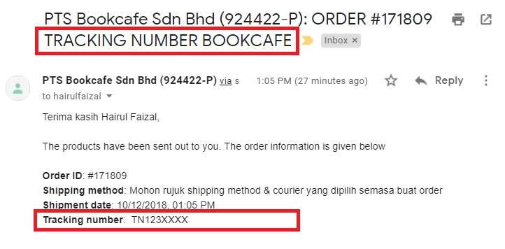 My tracking number